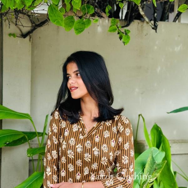 Elegant Mustard Printed Cotton Kurti with White Palazzo – Traditional Charm Collection