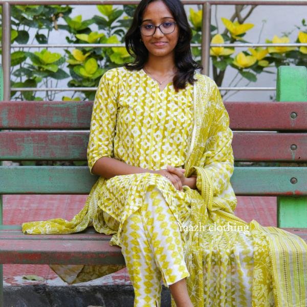 Sunshine Yellow Printed Salwar Set with Dupatta